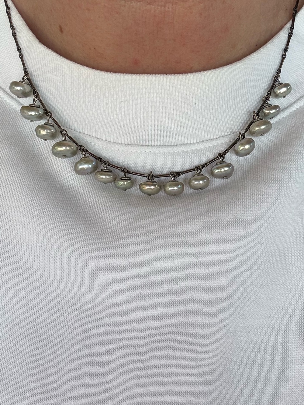 Freshwater Pearl Necklace - Silver Pearls